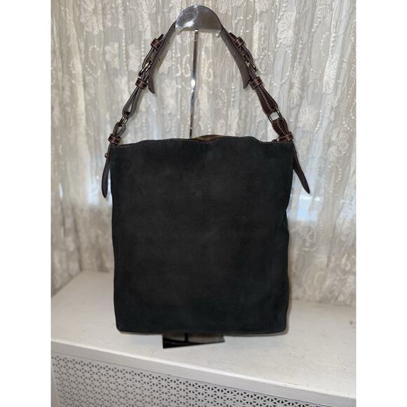 Dooney & Bourke Black Suede Zipper Pocket Sac Purse - Picture 4 of 9